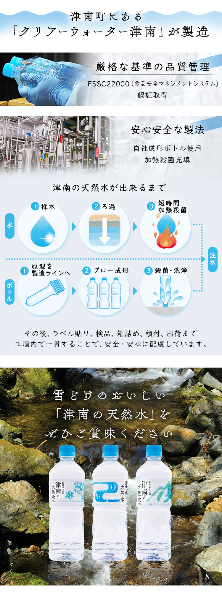 水 550ml 48本 ミネラルウォーター みず 天然水 新潟名水の郷 津南の
