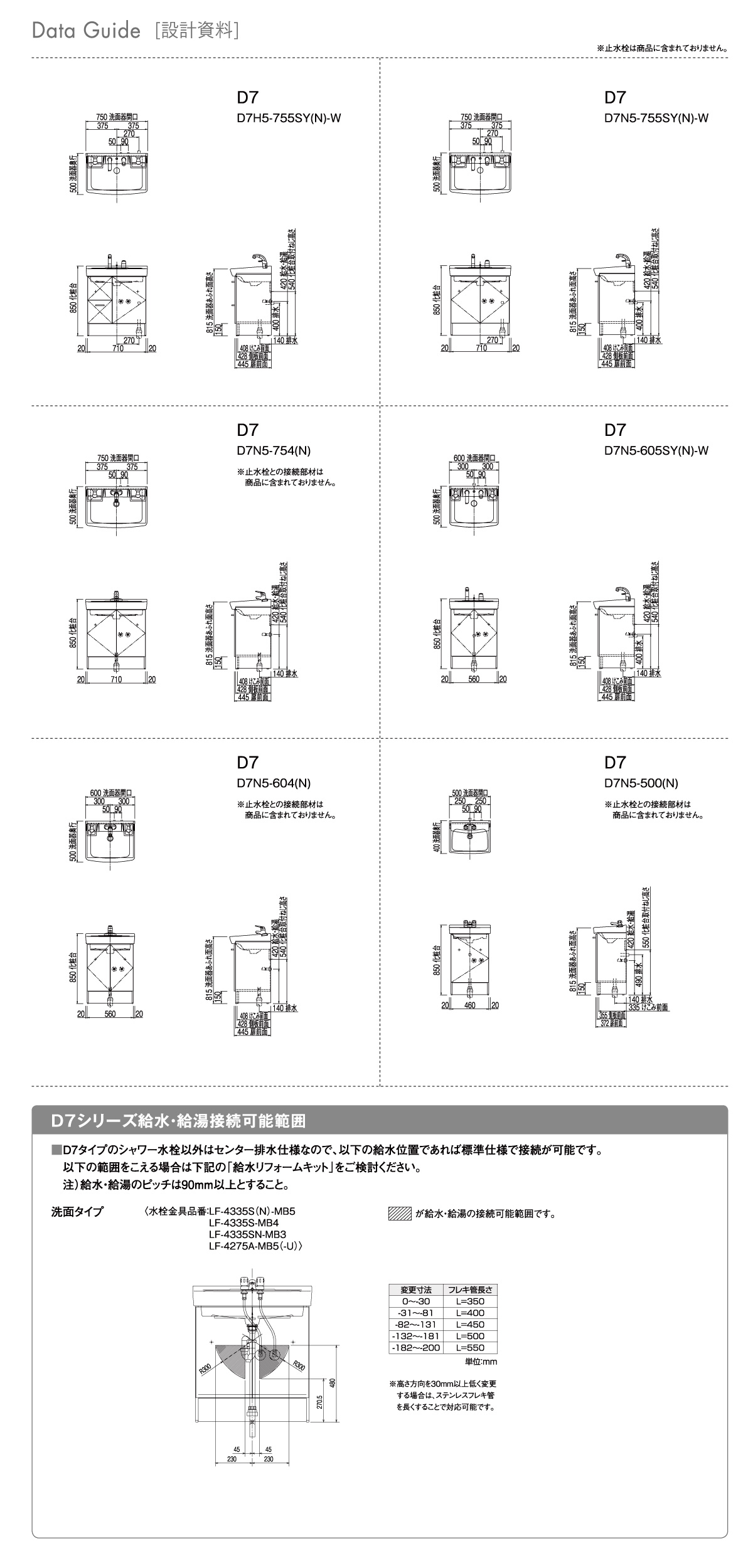 ＬＩＸＩＬ　洗面台　Ｄ７シリーズ　クリエモカ　Ｄ７Ｎ５−７５５ＳＹ−Ｗ／ＬＭ２Ｗ LIXIL INAX 洗面台 D7シリーズ クリエモカ D7N5