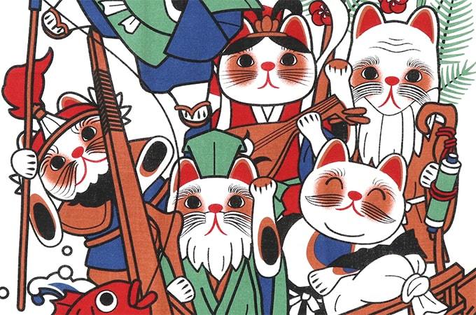 七福きてぃねこ　てぬぐい　3色セット ハローキティ 手ぬぐい 『七福きてぃねこ』 - メルカリ