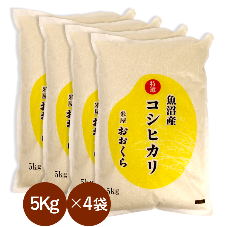 コシヒカリ 魚沼産 特選 （ 令和7年産 ）20kg （5kg×4袋）【 送料無料