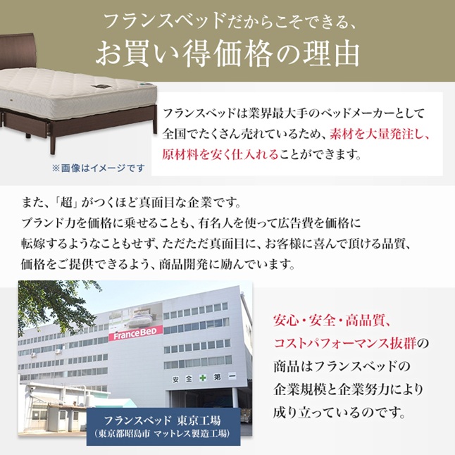 フランスベッド ベッド、マットレス（寝具サイズ：クイーン）｜家具