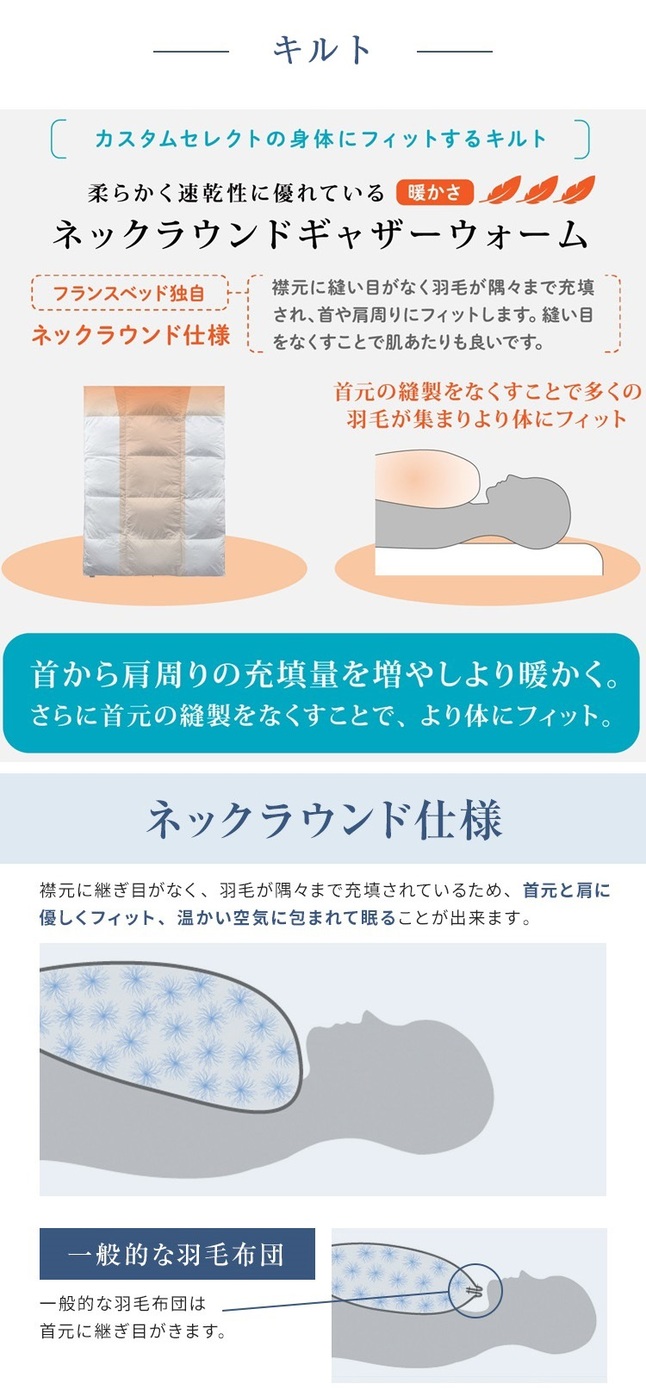 フランスベッド（FRANCEBED） 正規品 羽毛布団 シングル CS-02 AS