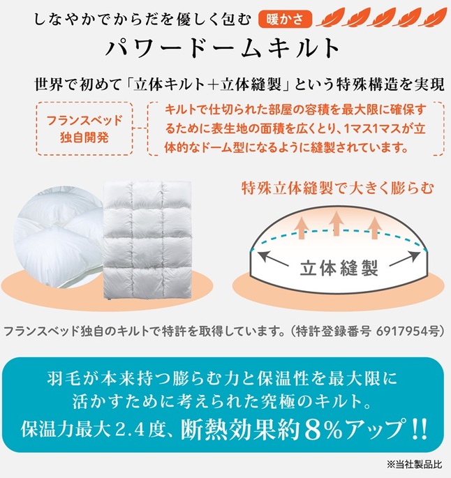 正規品 フランスベッド 羽毛布団 ダブル CS-04 AS オールシーズン タイプ | 羽毛ふとん 高級羽毛布団 二枚合わせ 日本製 国産 パワードーム_6