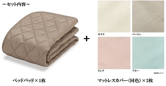 フランスベッド 羊毛メッシュパッド エッフェスタンダード ベッドパッド 1枚 マットレスカバー 2枚 セット ワイドダブル 154cm×195cm - 0