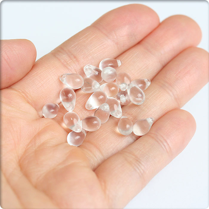 チェコガラスビーズ ドロップ 約9×6mm クリスタル 20個 しずく チェコ