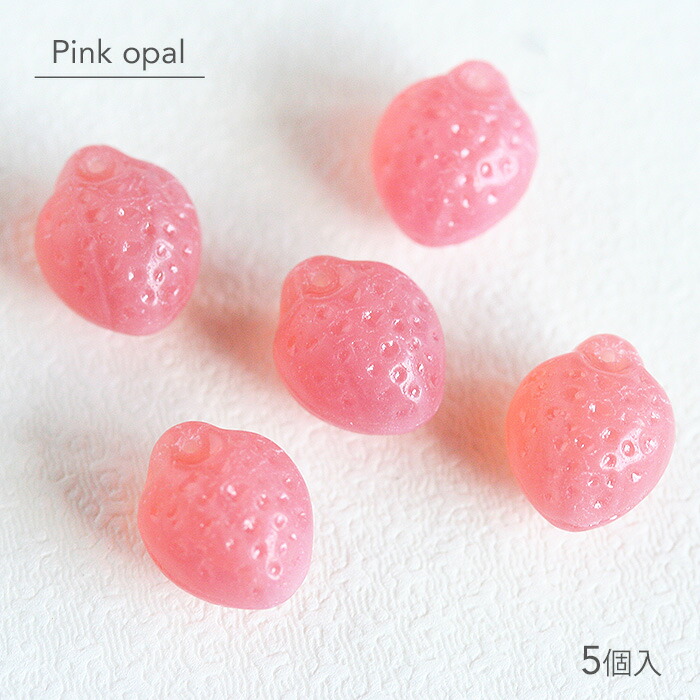 チェコビーズ いちご 11×7mm 5個 ストロベリー フルーツ チェコガラス