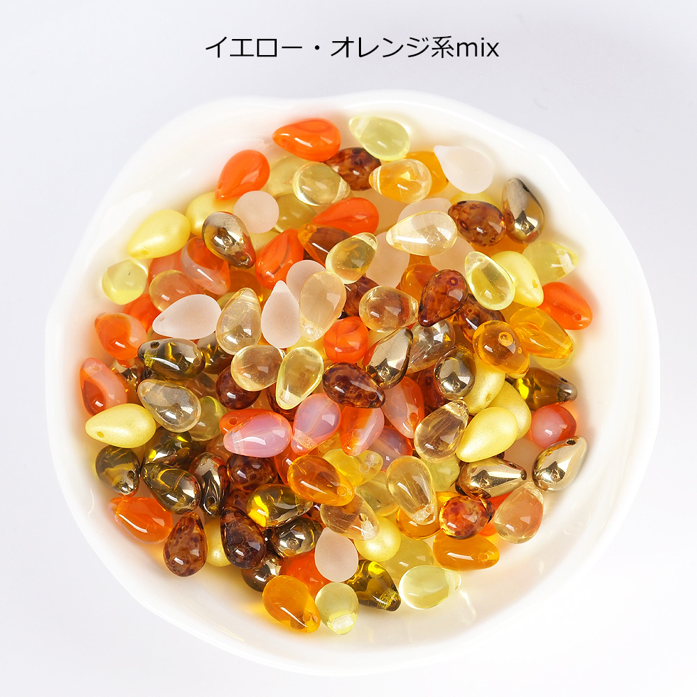 チェコビーズ ドロップ 9×6mm カラーアソート 大容量 約100個 メール便