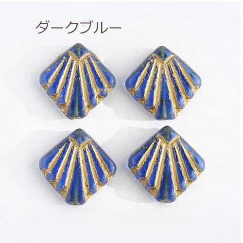 チェコビーズ ライン入りスクエア 17mm 4個 チェコガラス ビーズ