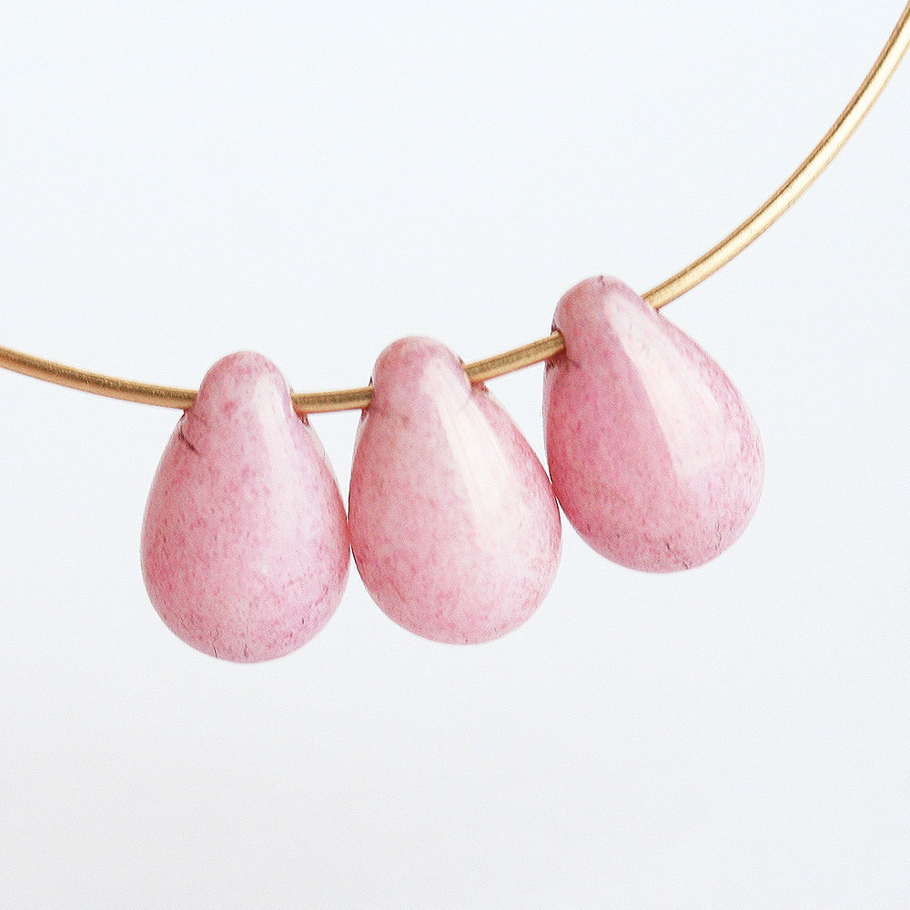 チェコビーズ ドロップ 6×9mm チョークホワイトローズラスター 約20個