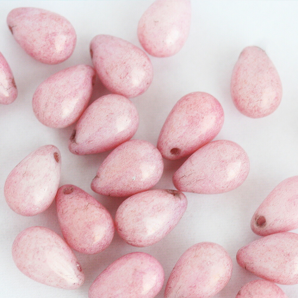 チェコビーズ ドロップ 6×9mm チョークホワイトローズラスター 約20個