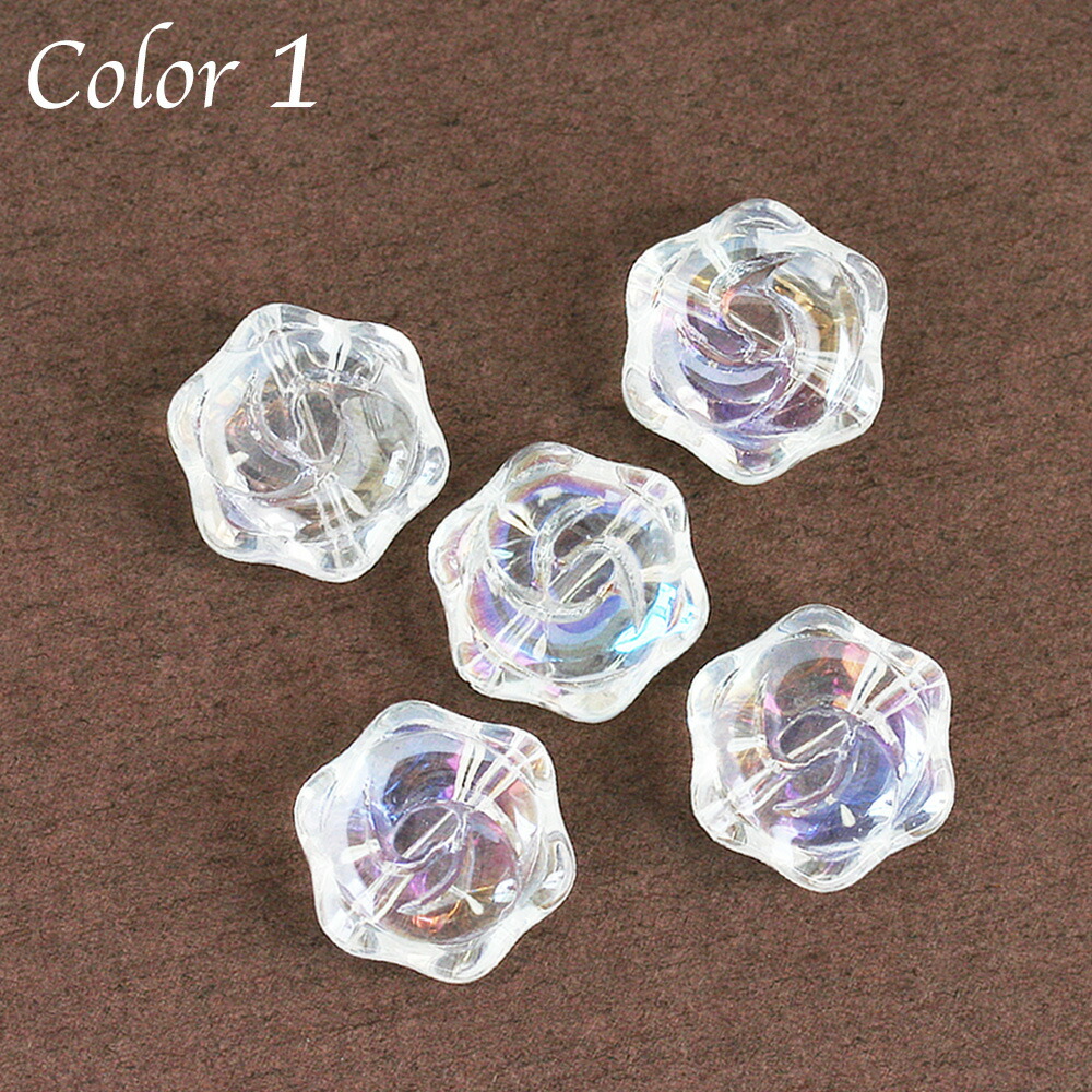 ローズガラスビーズ 5個入り 全9色 グラスビーズ オーロラ 薔薇 バラ