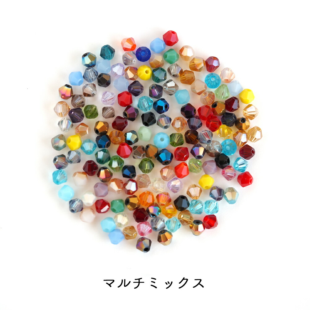 カットガラスビーズ ソロバンカット 4mm 10g 約130個 4mm カラー 