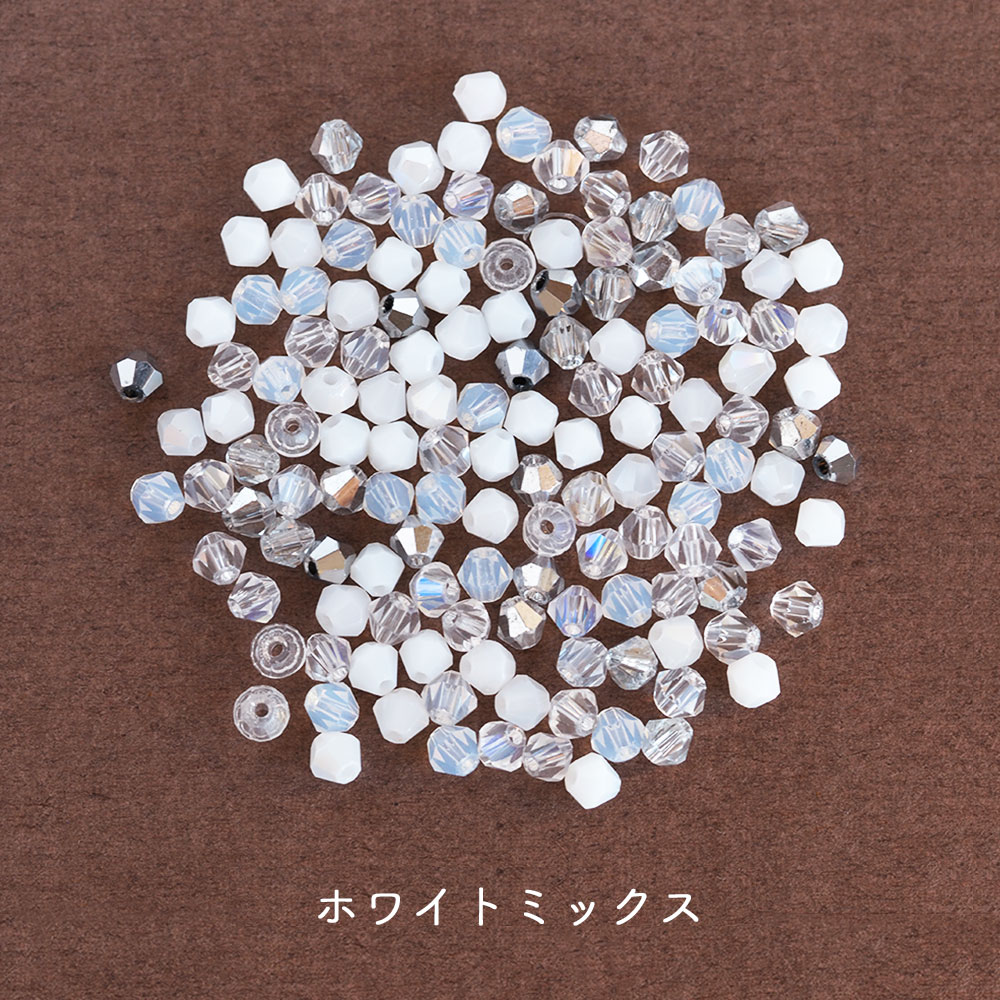 カットガラスビーズ ソロバンカット 4mm 10g 約130個 カラーミックス