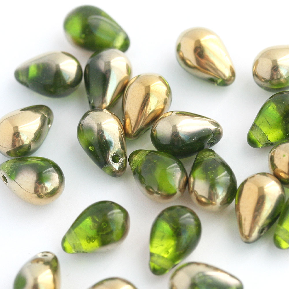 【商談中】ハンドメイドコネクターチャーム⭐チェコドロップとメタルビーズ⭐オリーブ 商談中です【現品】ハンドメイドチャーム⭐5ペア⭐10個⭐纏め売り11