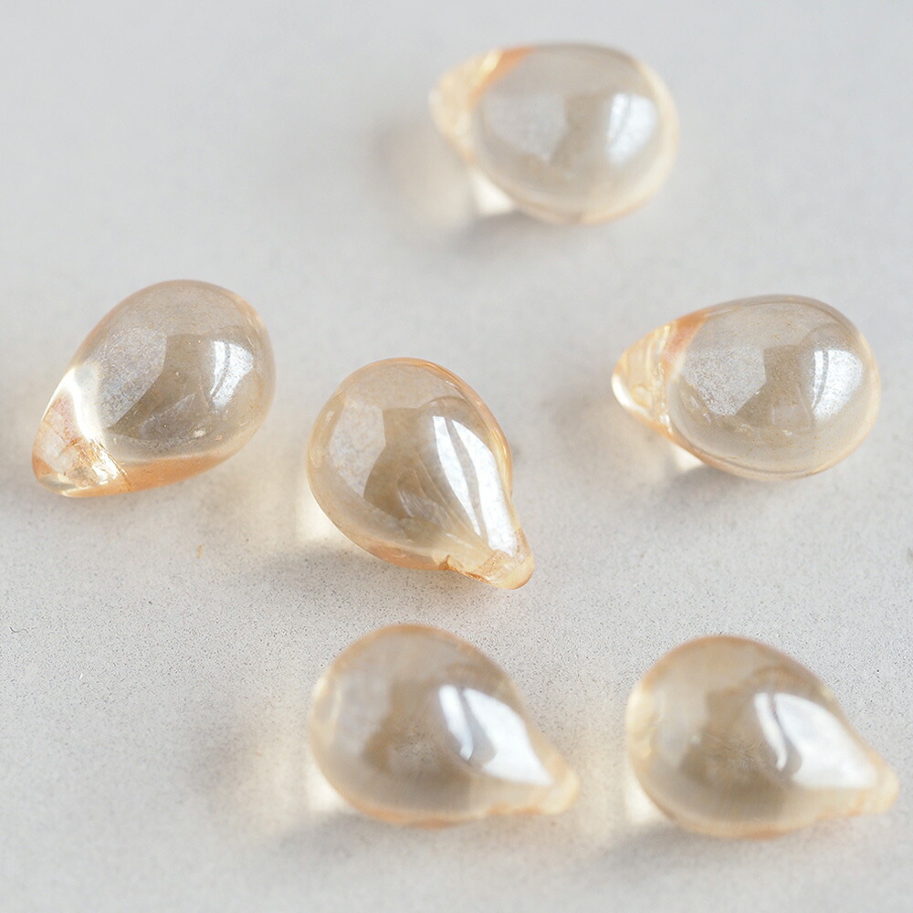 チェコビーズ ドロップ 10×14mm シャンパンラスター 6個 アクセサリー