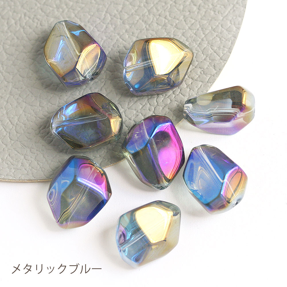 ランダムカットガラスビーズ 16×13mm 8個 アクセサリーパーツ ガラスビーズ メタリック オーロラ ハンドメイド  ピアス ネックレス ブレスレット 材料 素材｜komorebista｜04