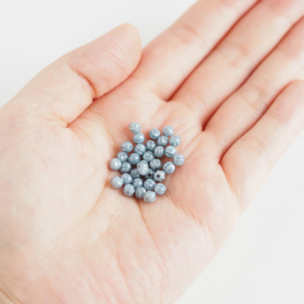 チェコビーズ メロンビーズ 4mm 約30個 チェコガラス アクセサリー