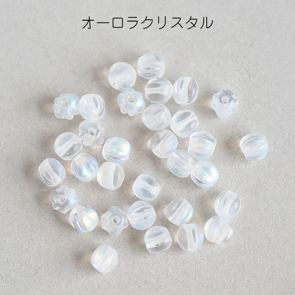 チェコビーズ メロンビーズ 4mm 約30個 チェコガラス アクセサリー