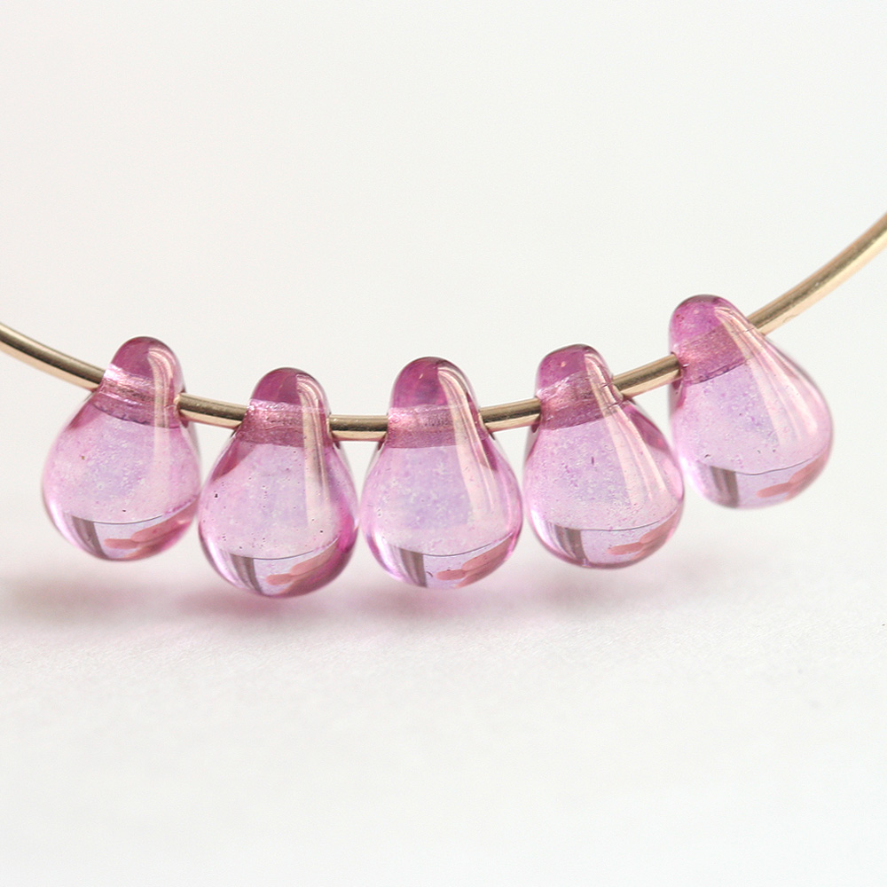 チェコビーズドロップ小(ラスターピンク)