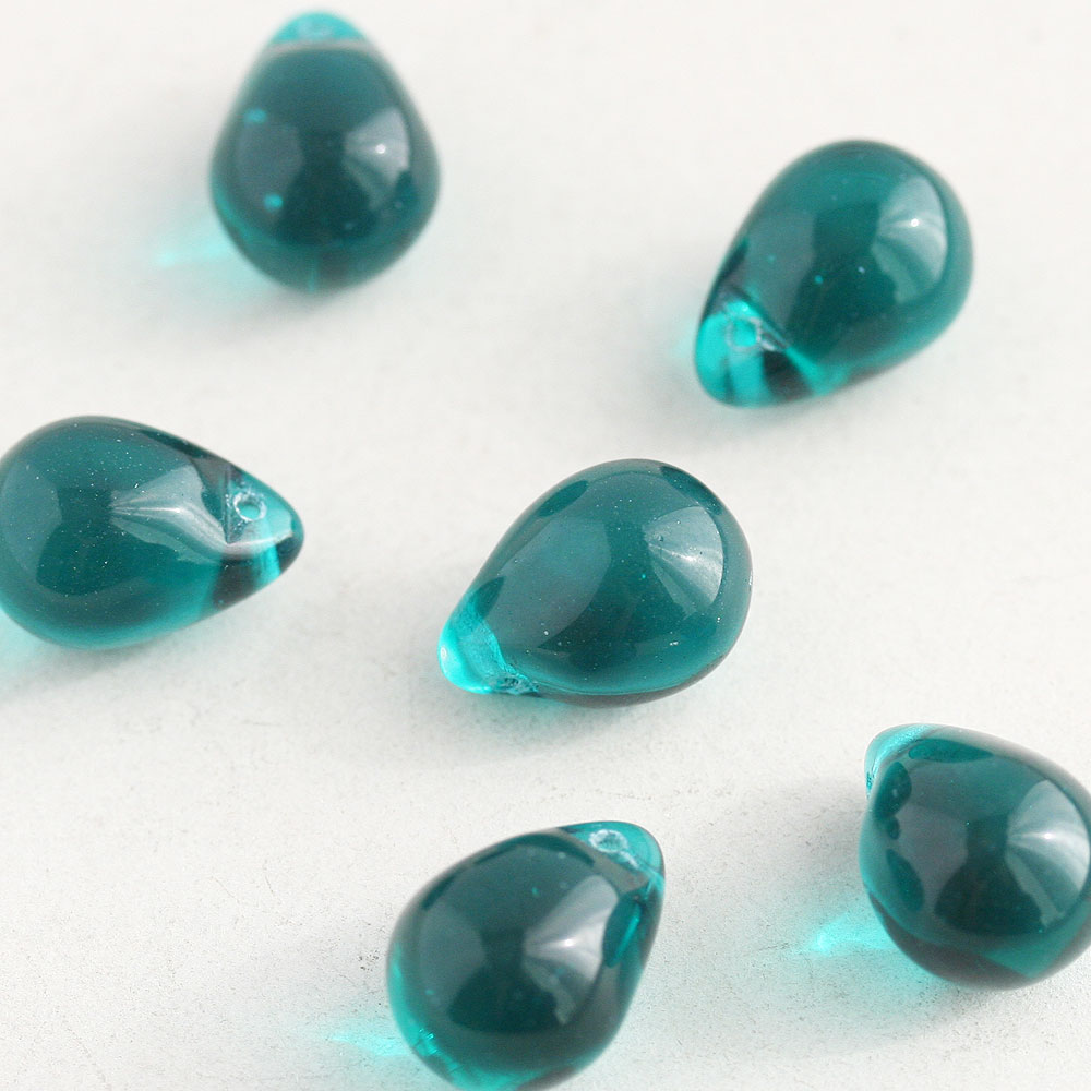 チェコビーズ ドロップ 10×14mm ナイルブルー 6個 アクセサリー