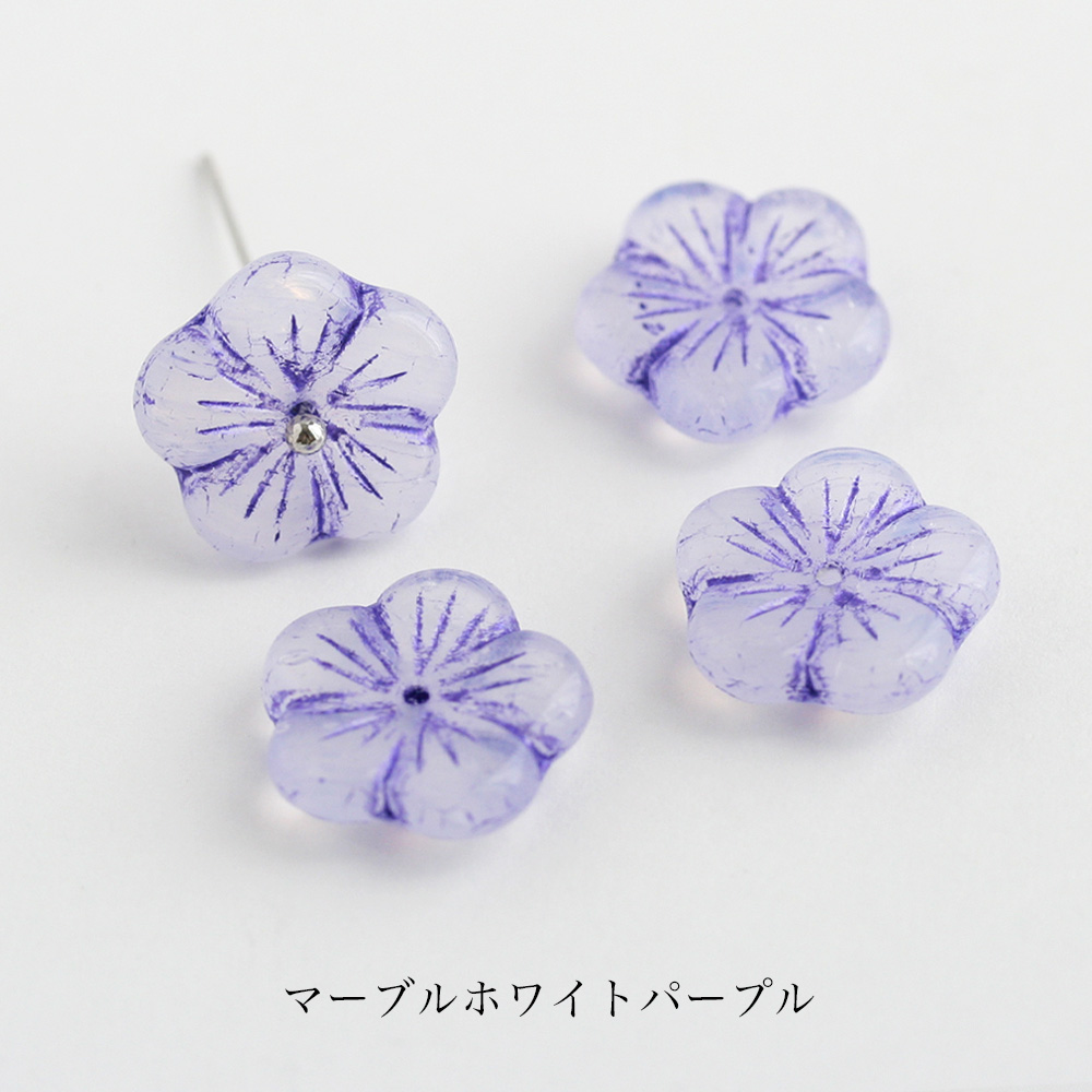 チェコビーズ フラワー 14mm 4個入り 花 チェコガラス ビーズ アクセサリーパーツ ハンドメイド パーツ 手芸 ピアス イヤリング 赤 黒 ゴールド シルバー｜komorebista｜10