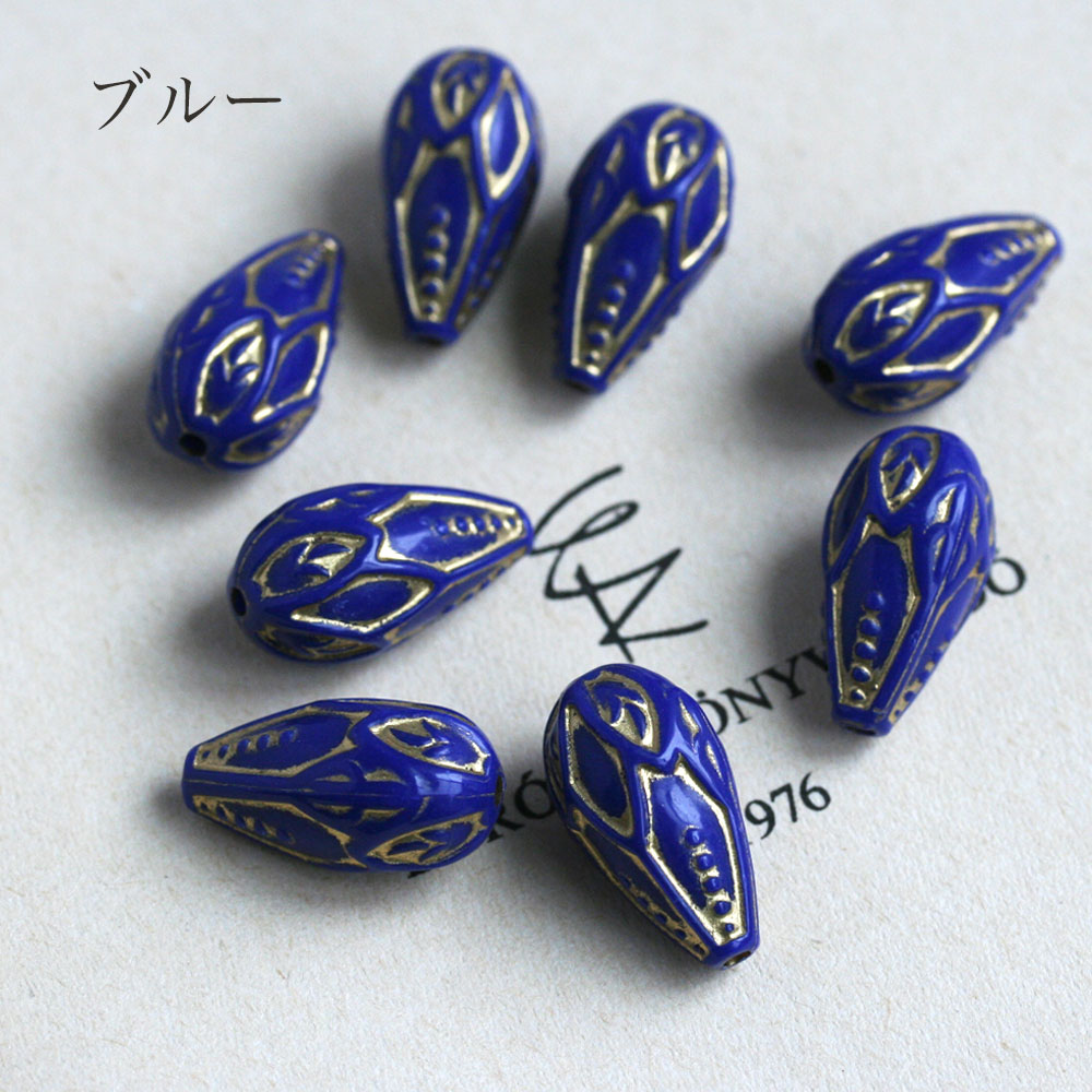 ゴールド模様のドロップアクリルビーズ 20×11mm 8個 アクセサリー