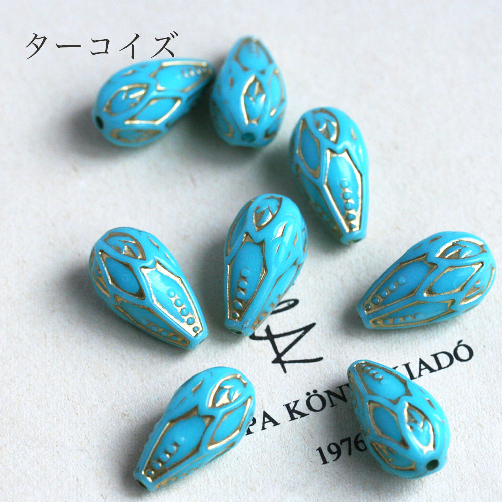 ゴールド模様のドロップアクリルビーズ 20×11mm 8個 アクセサリー