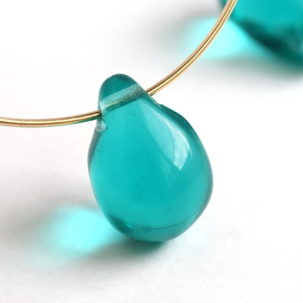 チェコビーズ ドロップ 10×14mm エメラルドブルー 6個 アクセサリー 