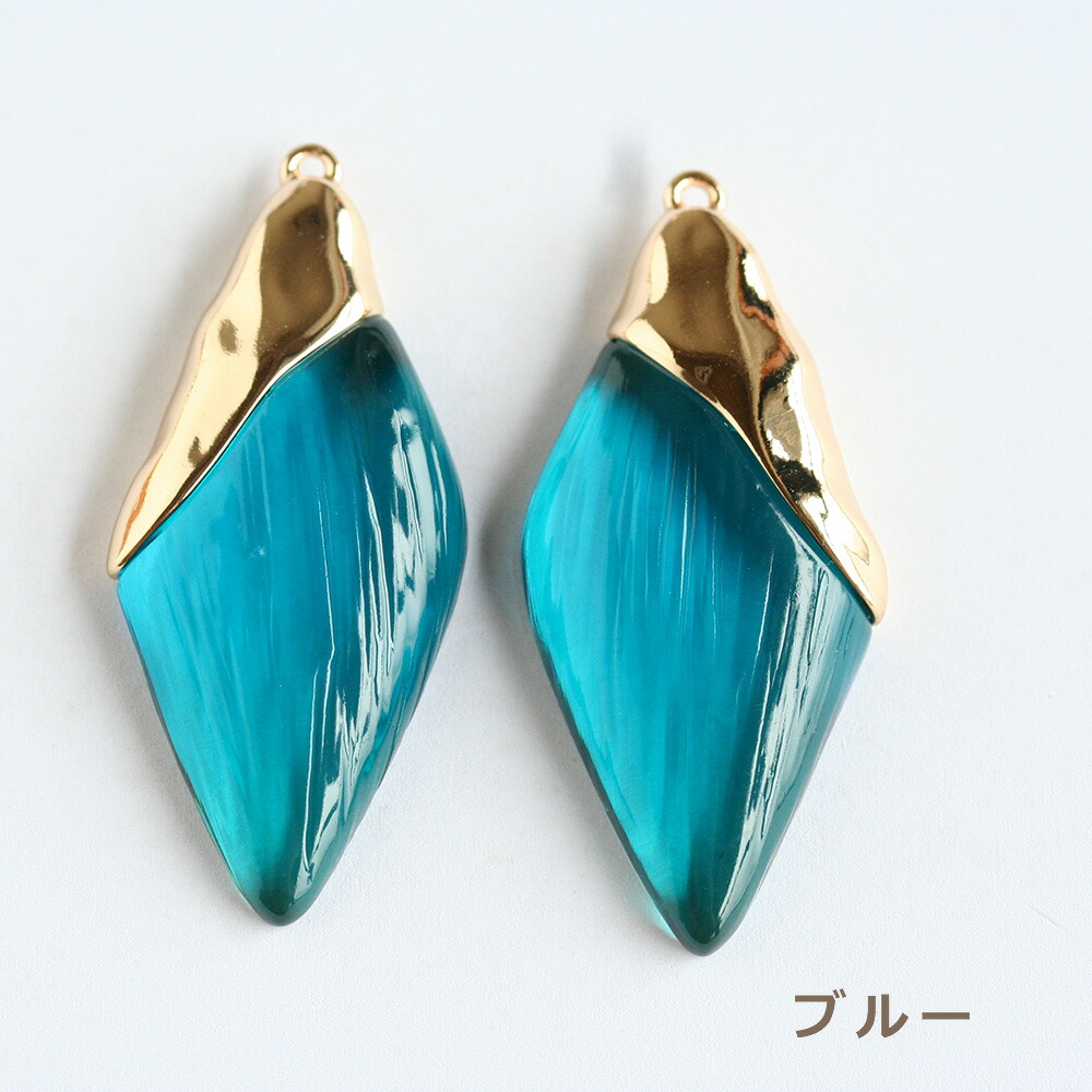メタル＆アクリルパーツ 大ぶり ひし形 左右対称セット 2個入 パーツ ピアス イヤリング :de00834:コモレビスタ ビーズ アクセサリーパーツ  通販 