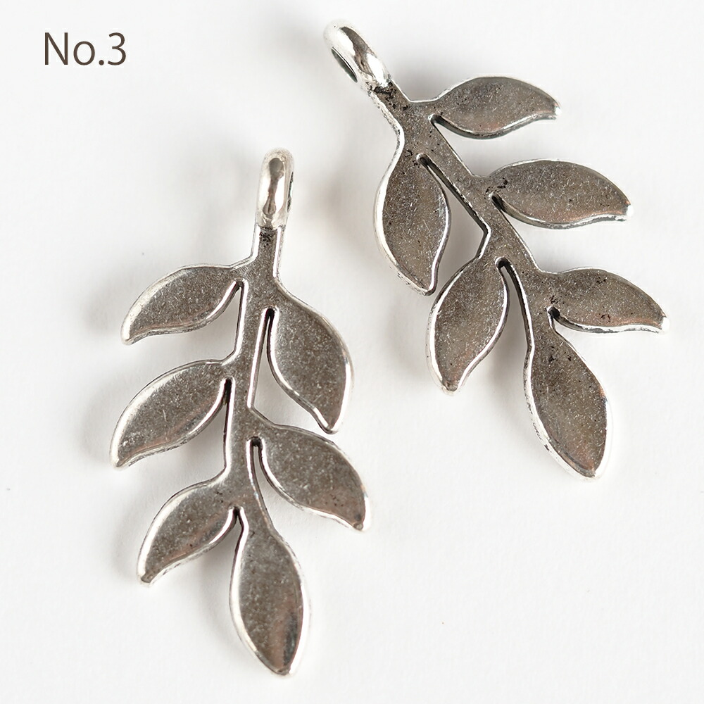 アクセサリーパーツ アンティークシルバー リーフチャーム 透かし