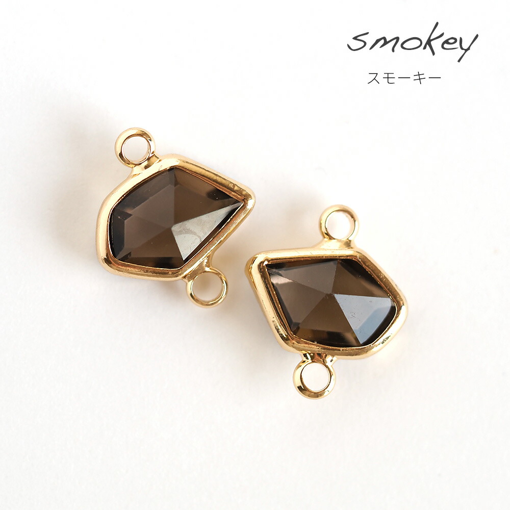 アクセサリーパーツ 両カン付きフレームガラス 不規則五角形 2個