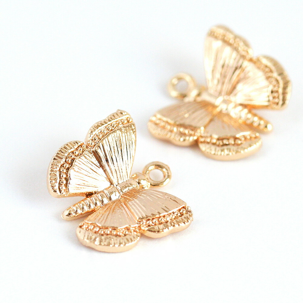 アクセサリーパーツ 蝶々チャーム ゴールド 2個入 メタルチャーム