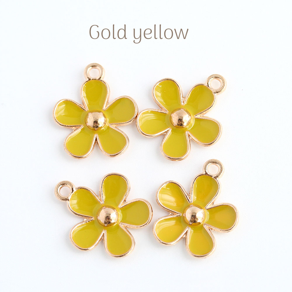 フラワーチャーム No.3 ゴールド 4個 アクセサリーパーツ フラワー 花