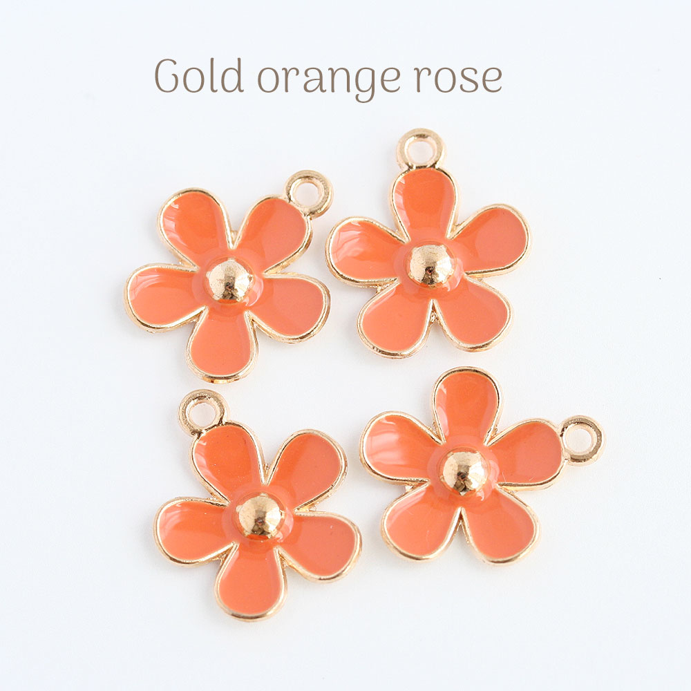 フラワーチャーム No.3 ゴールド 4個 アクセサリーパーツ フラワー 花