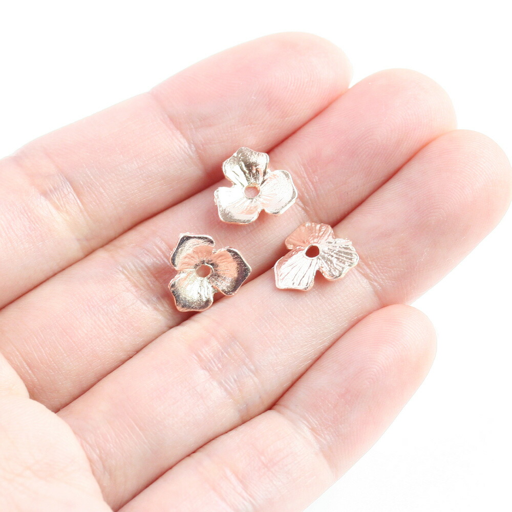 メタルフラワー 11mm ピンクゴールド 20個 アクセサリーパーツ