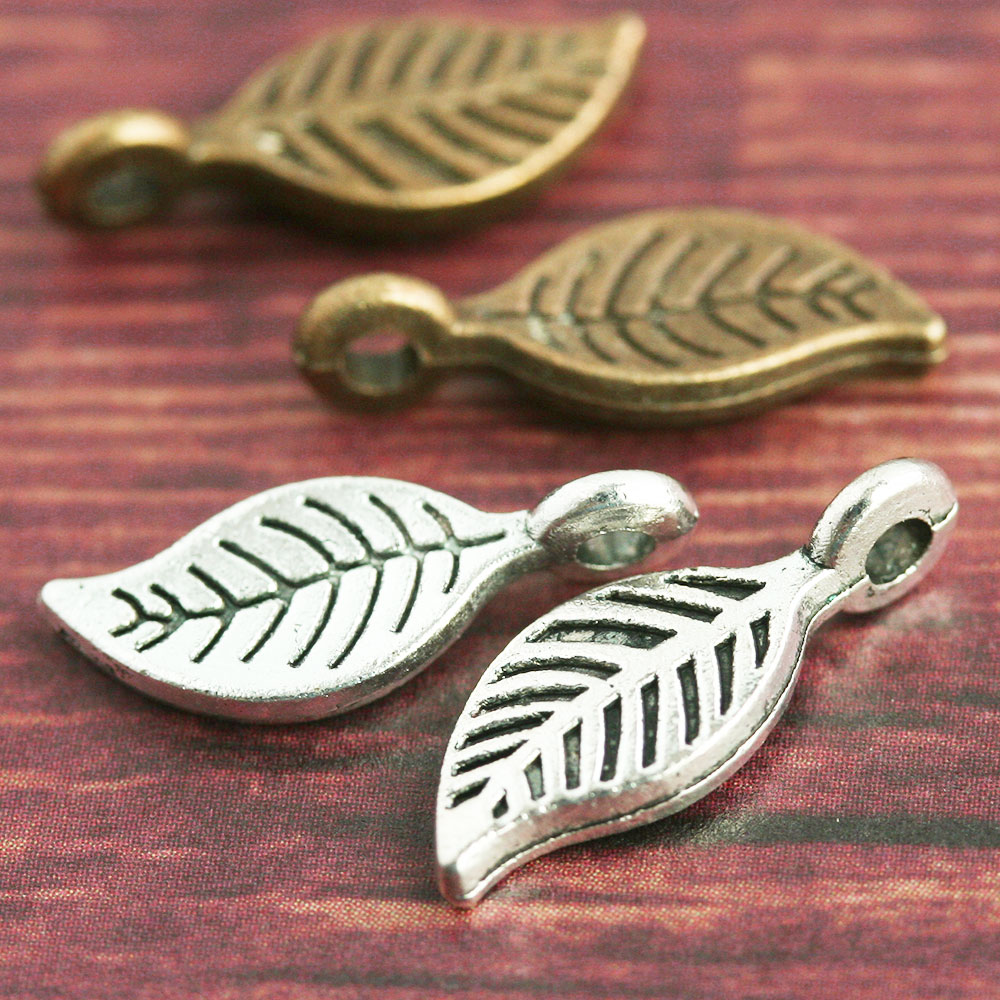 リーフチャーム No.8 金古美 銀古美 10個 アクセサリーパーツ 葉っぱ