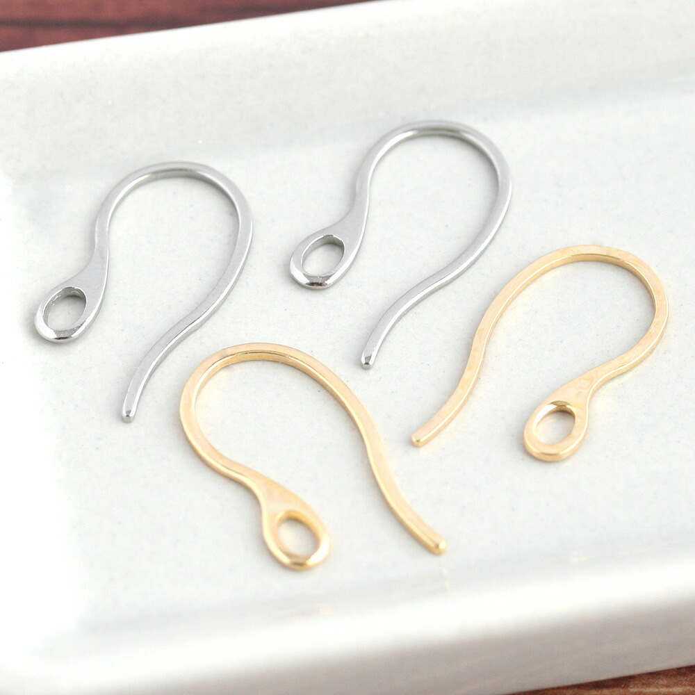 サージカルステンレス ピアスフック ゴールド シルバー 4個入り