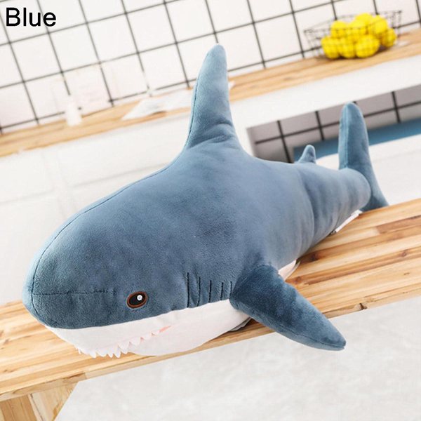 15-140cmの巨大なかわいいサメのぬいぐるみのおもちゃの柔らかいぬいぐるみの枕誕生日プレゼントクッション人形ギフト子供のための-45cm、青｜komugi-st｜02