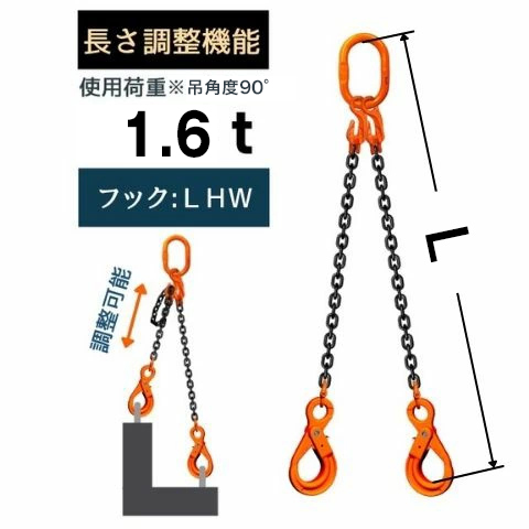 コンドーテック チェーンスリング2本吊り ショートニングタイプ 安全