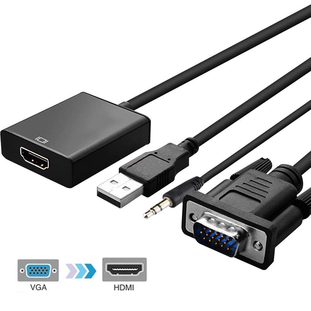 VGA HDMI 変換アダプタ オーディオ 変換 コンバーター 1080P USB電源