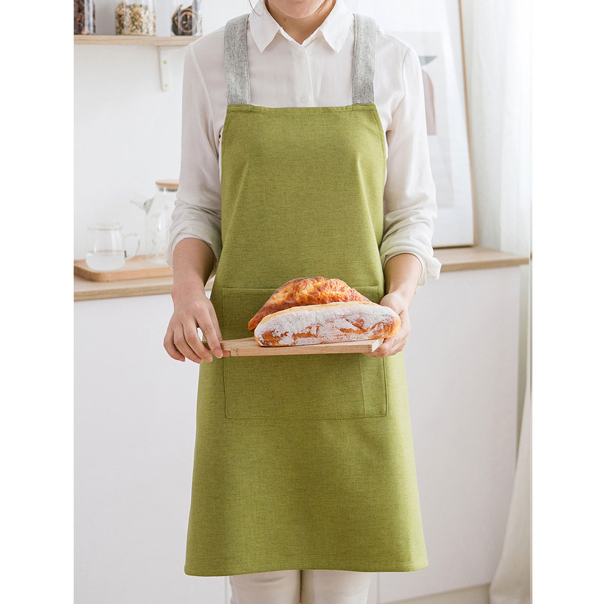 エプロン レディース おしゃれ 被るだけ 簡単着脱 シンプル 無地