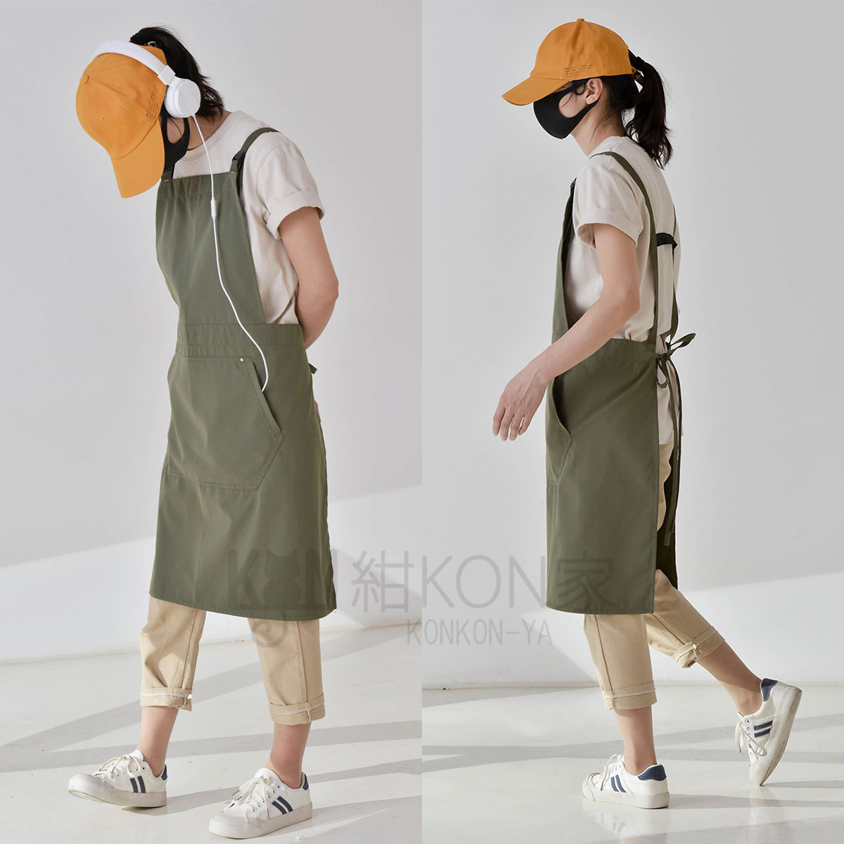 エプロン レディース ワークエプロン H型 撥水 軽量 無地 DIY