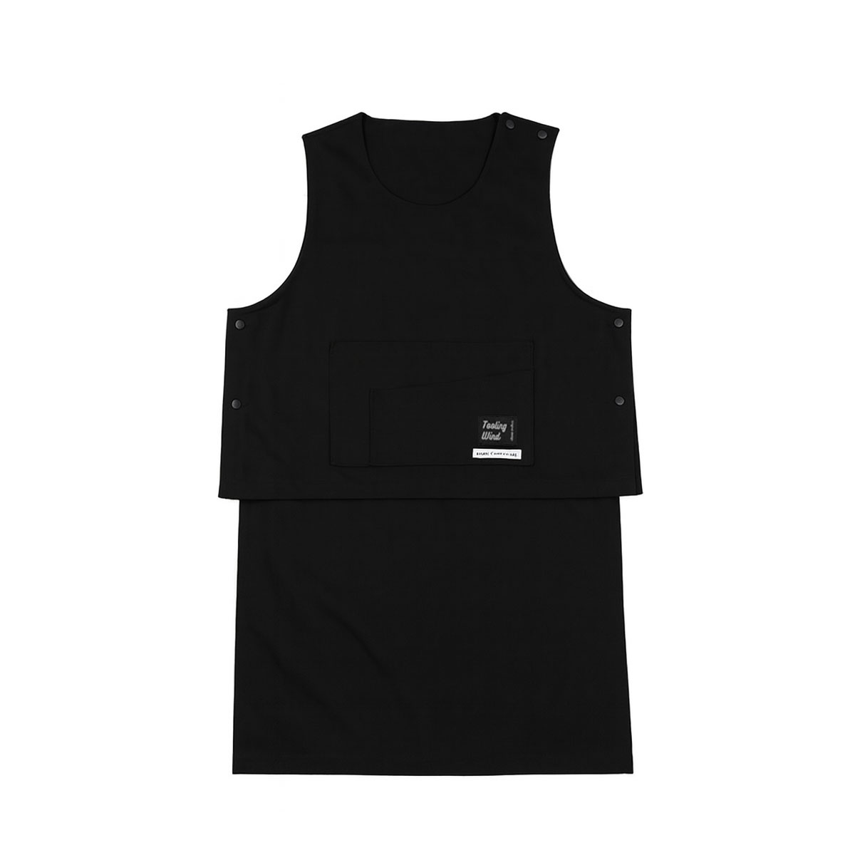 エプロン 2way サイドボタン かぶるだけ ショート丈 撥水 ポリエステル