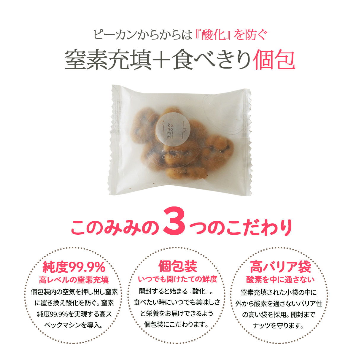 塩トリュフ ピーカンからから 180g 個包装 クルミ ピーカンナッツ 小分け 醤油 おかき 送料無料 茶うけ 干菓子｜konomimi｜13