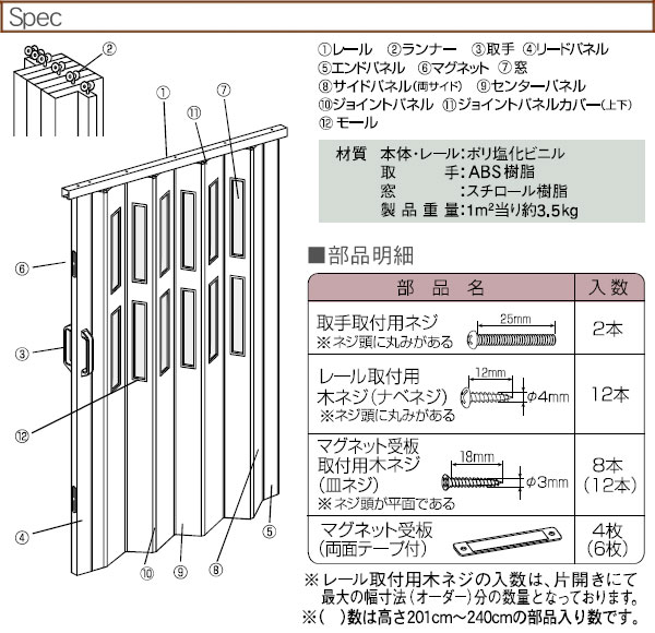 パネルドア　クレア　仕様