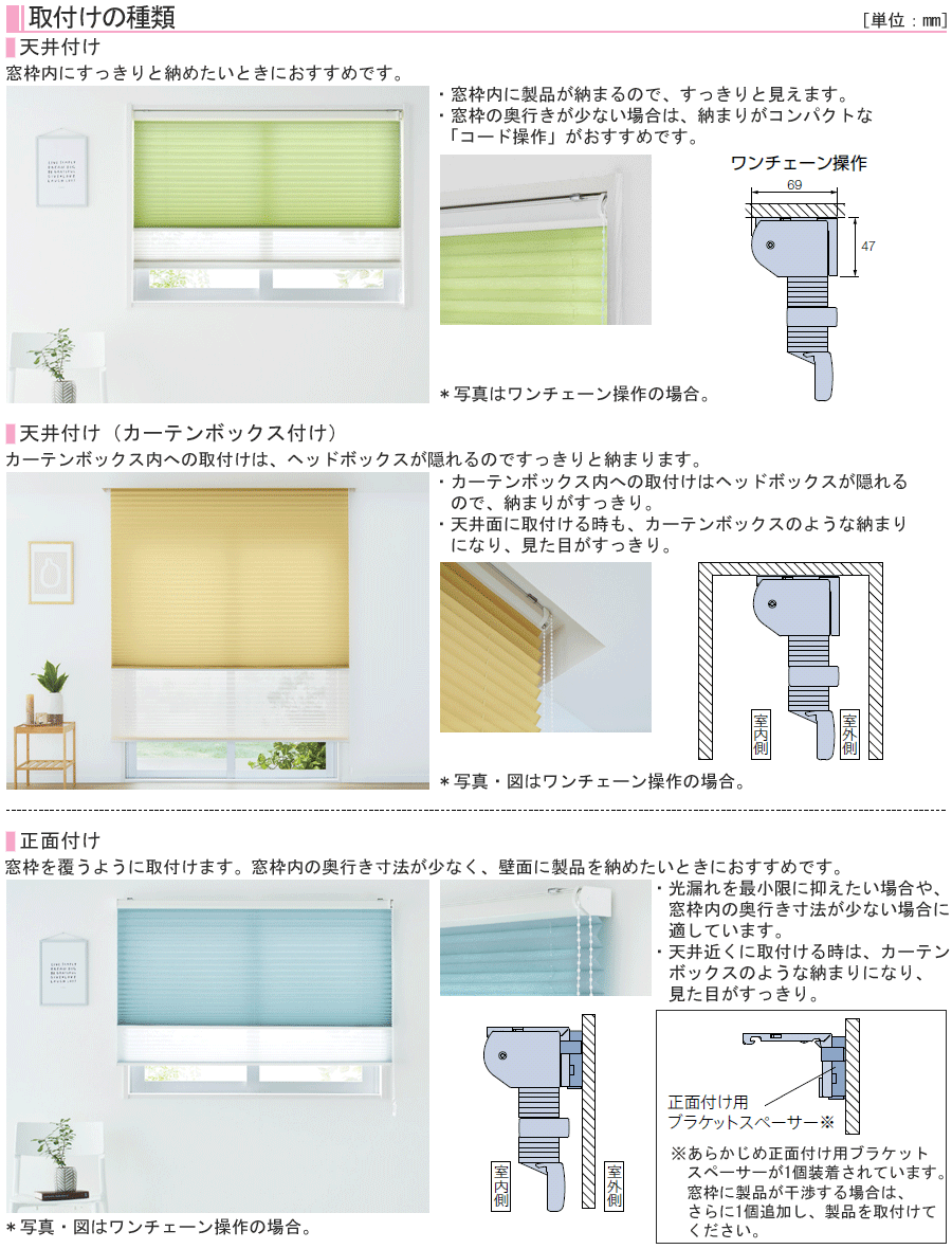 完成品 プリーツスクリーン タチカワ フィーユ ワンチェーン操作