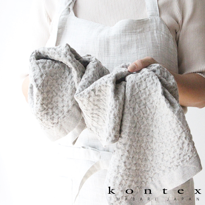 コンテックス(kontex) 　今治　フェイスタオル　日本製　コットン　リネン　ワッフル　吸水速乾（ヘザーワッフル　Mサイズ）｜kontex-towel