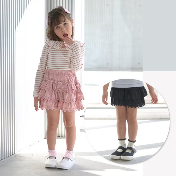 Lycee mine リセマイン チェリーコットンレースティアードスカパン
