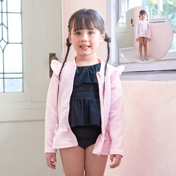 Lycee mine リセマイン SWIM UV加工 裾フリルジップラッシュガード 100 