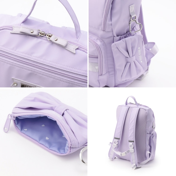 mezzo piano メゾピアノ ポーチ付ロゴリボンリュック 容量約24L